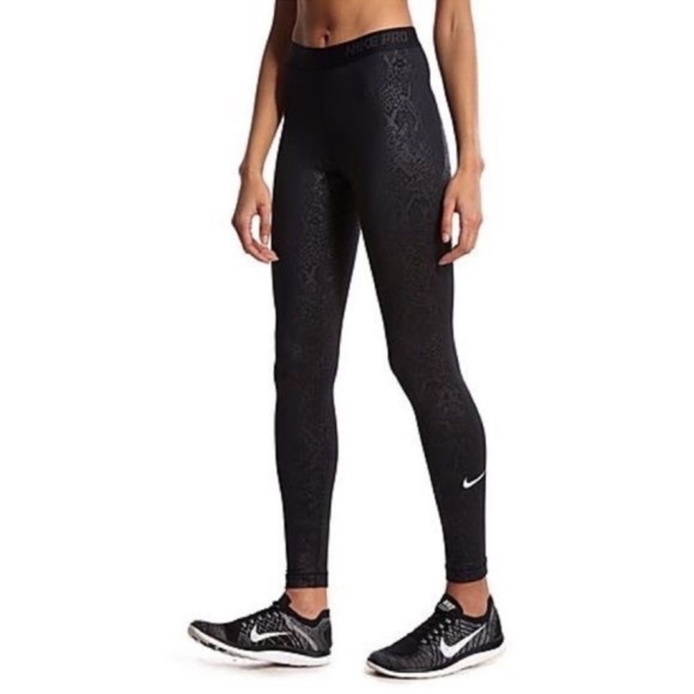 Nike Pro Dri - Fit Women's Black Snakeskin Patterned Leggings-S